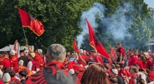 D: Albania fans in Dusseldorf. 2024-06-24