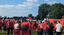 D: Albania fans in Dusseldorf. 2024-06-24