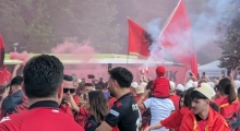 D: Albania fans in Dusseldorf. 2024-06-24