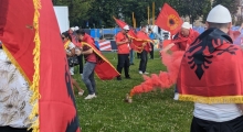 D: Albania fans in Dusseldorf. 2024-06-24