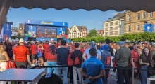 D: Albania fans in Dusseldorf. 2024-06-24