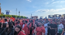 D: Albania fans in Dusseldorf. 2024-06-24