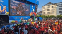 D: Albania fans in Dusseldorf. 2024-06-24