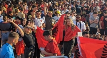 D: Albania fans in Dusseldorf. 2024-06-24